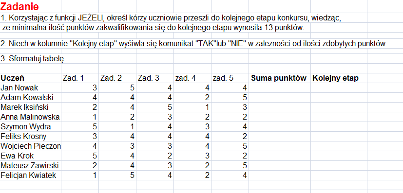 excel jezeli